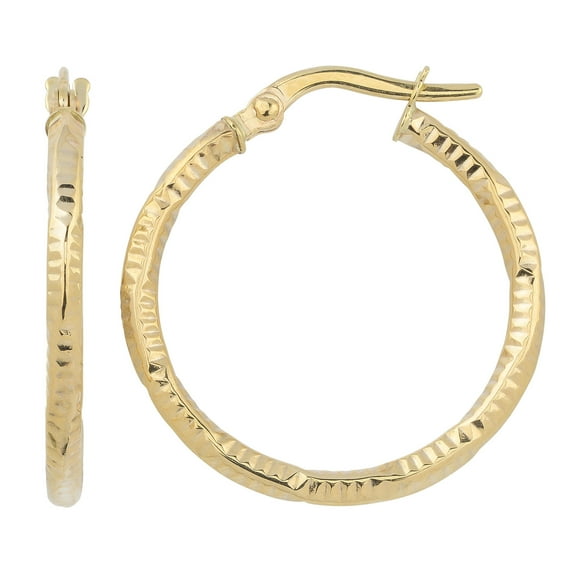 KoolJewelry 14k Yellow Gold 2x20mm Stylish Round Hoop Earrings