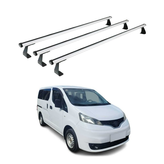 Roof Rack Cross Bars Luggage Carrier for Nissan NV200 2013-2021 Alu Silver 3 Pcs