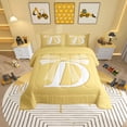 thumbnail image 5 of Erosebridal Yellow Bowknot Bedding Sets Twin with Comforter, Initial Letter D Duvet Insert, Cartoon Monogrammed Reversible Down Comforter, Breathable Bedroom Decorative, 2pcs, 5 of 8