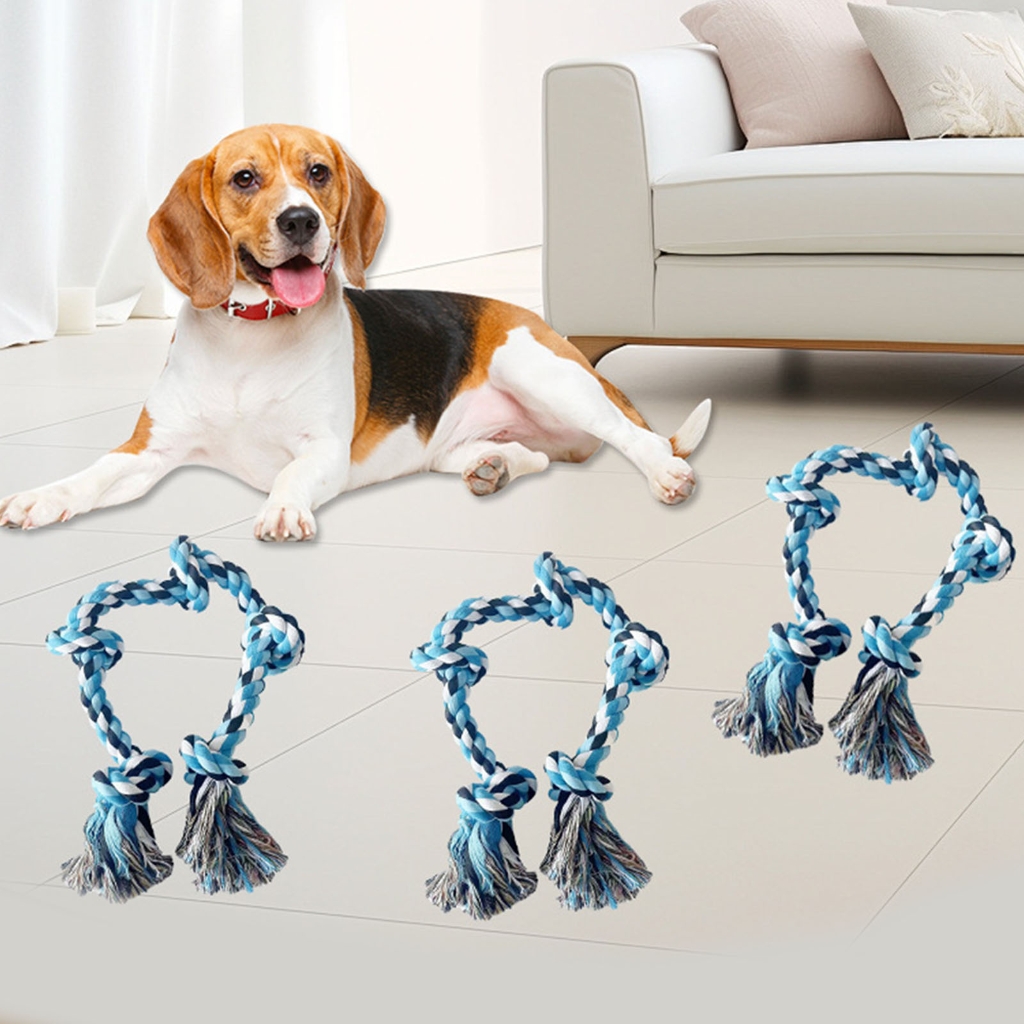 Strong Braided Dog Rope Toy with 5 Knots for Aggressive Chewer Interaction Teething Chewing Indoor Outdoor Exercise Toy
