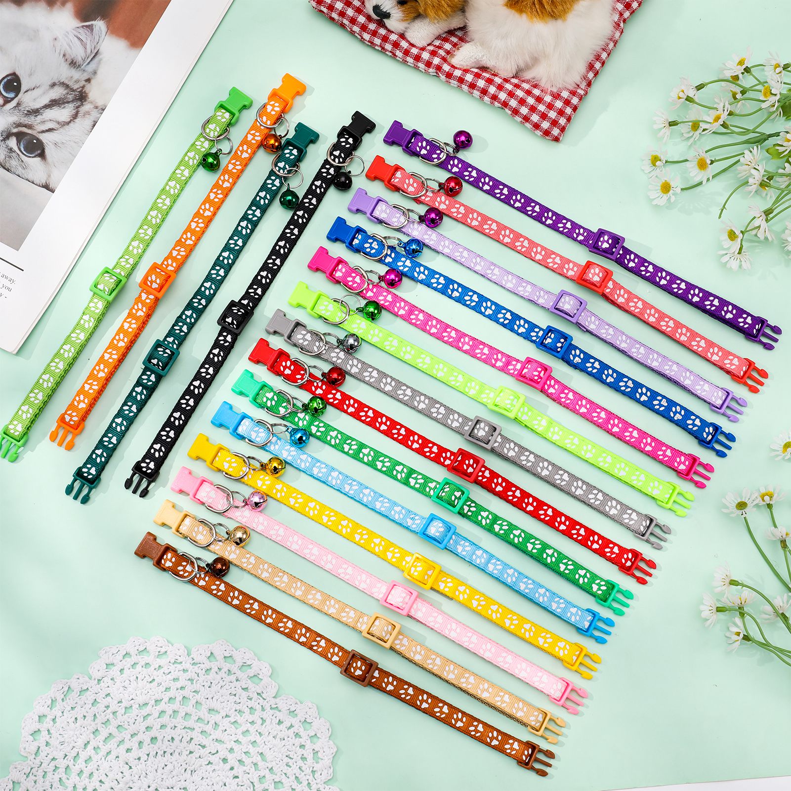 AOWOO 18-Piece Breakaway Pet Collar Set with Bells photo 3