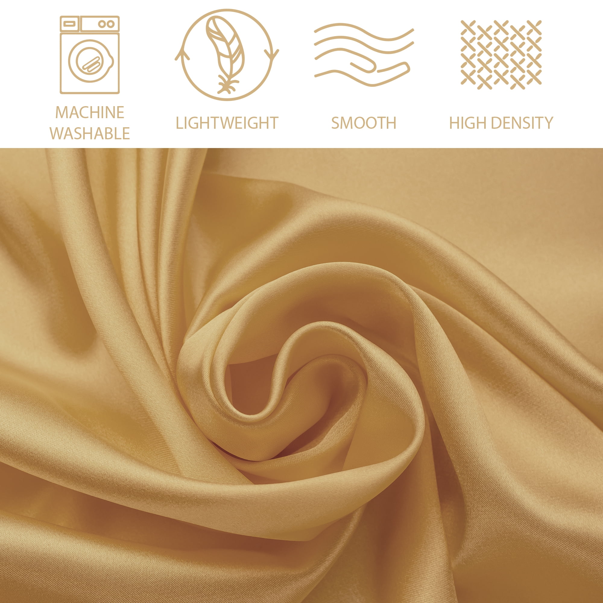 Silky Satin Bed Sheet Set 4-Piece (Gold, Queen)
