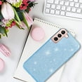thumbnail image 2 of Compatible with Samsung S22 Plus Case Glitter Shockproof,Phone Samsung Galaxy S22 Plus Cover Clear Silicone Blue Three Layer Detachable TPU and PC Thin Protective Case (Blue), 2 of 14