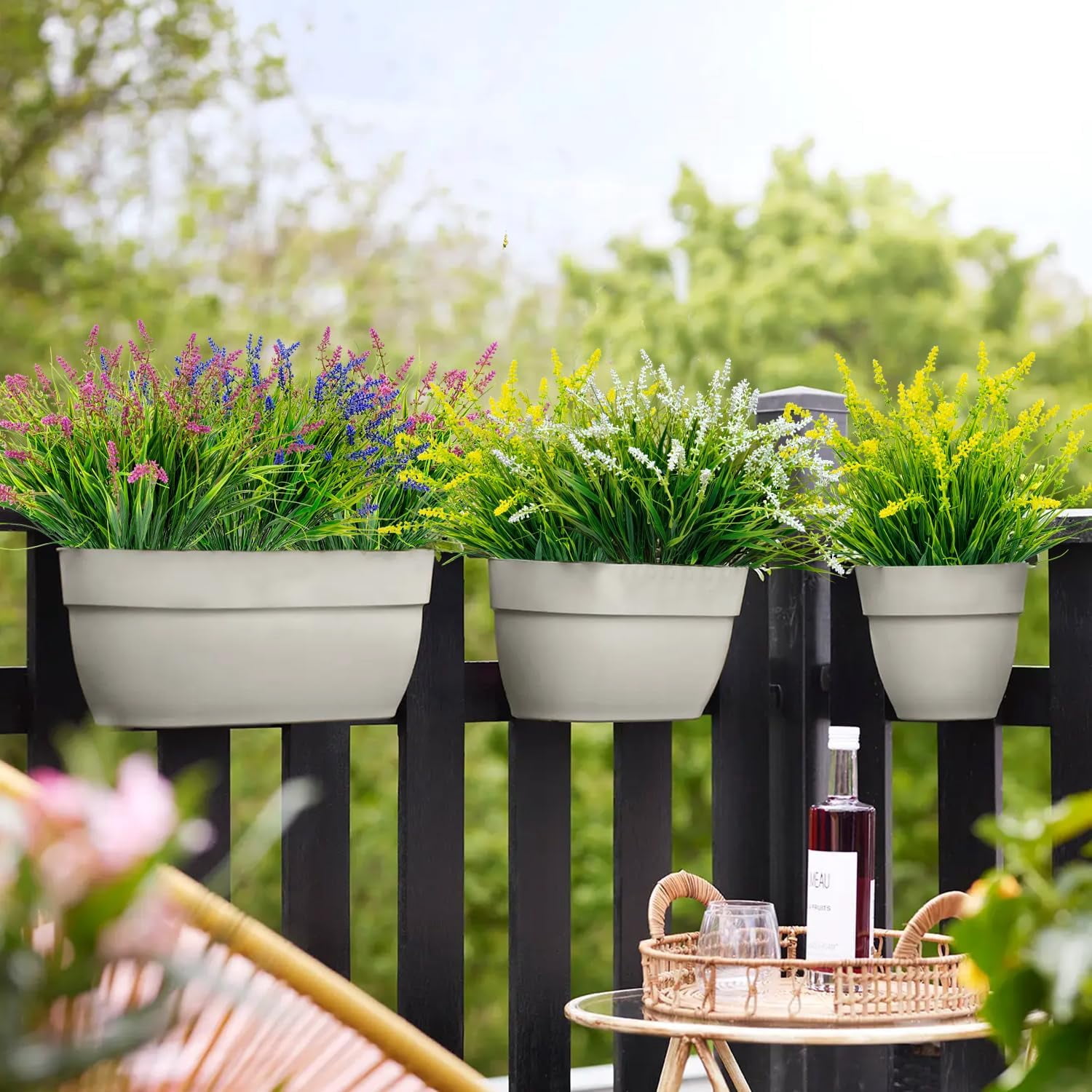 20 Pcs Ferns Artificial Plants Outdoor Fake Boston Fern Bushes Large Bundle Faux Fern Stems UV Resistant Plastic Flowers for Outside Planter Front Porch Garden Ground Greenery Décor