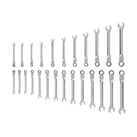 TEKTON Flex Head 12-Point Ratcheting Combination Wrench Set, 25-Piece (1/4-3/4 in., 6-19 mm) | WRC95004