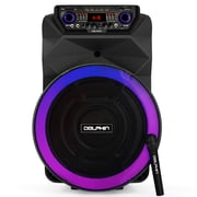 Dolphin SP-18RBT Box Party 18-Inch Rechargeable Bluetooth Party Speaker – Deep Bass, High Power Sound, Wireless Microphones, USB/SD, AUX & Guitar Inputs, Extended Battery Life, 12V Input