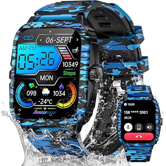 Smartwatch militar Erosados con pantalla de 1,96" y resistencia al agua 3 ATM