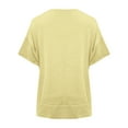 thumbnail image 4 of Cotton Oversized Tshirts Womens Short Sleeve Loose Crewneck High Low Hem Tops Summer Workout Gym Tees (M, Yellow), 4 of 6