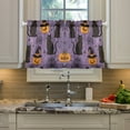 thumbnail image 2 of Yayeee Kitchen Curtains Tier Pair Light Filtering 27"x36" Rod Pocket Short Cafe Window Panel, Purple Halloween Black Cat, 2 of 7