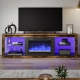 thumbnail image 3 of Bestier Fireplace TV Stand for 75" TVs,Entertainment Center and Media Console with 23" Electric Fireplace, Remote Controlled RGB LED Lighting System and Adjustable Tempered Glass Shelves Rustic Brown, 3 of 12