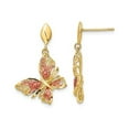 thumbnail image 1 of 14K Yellow Gold Butterfly Post Earrings with Pink Enamel, 1 of 5
