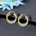 thumbnail image 4 of LeCalla 925 Sterling Silver Two Tone Click Top Intertwining Round Hoop Earrings for Women and Teen 28MM, 4 of 9