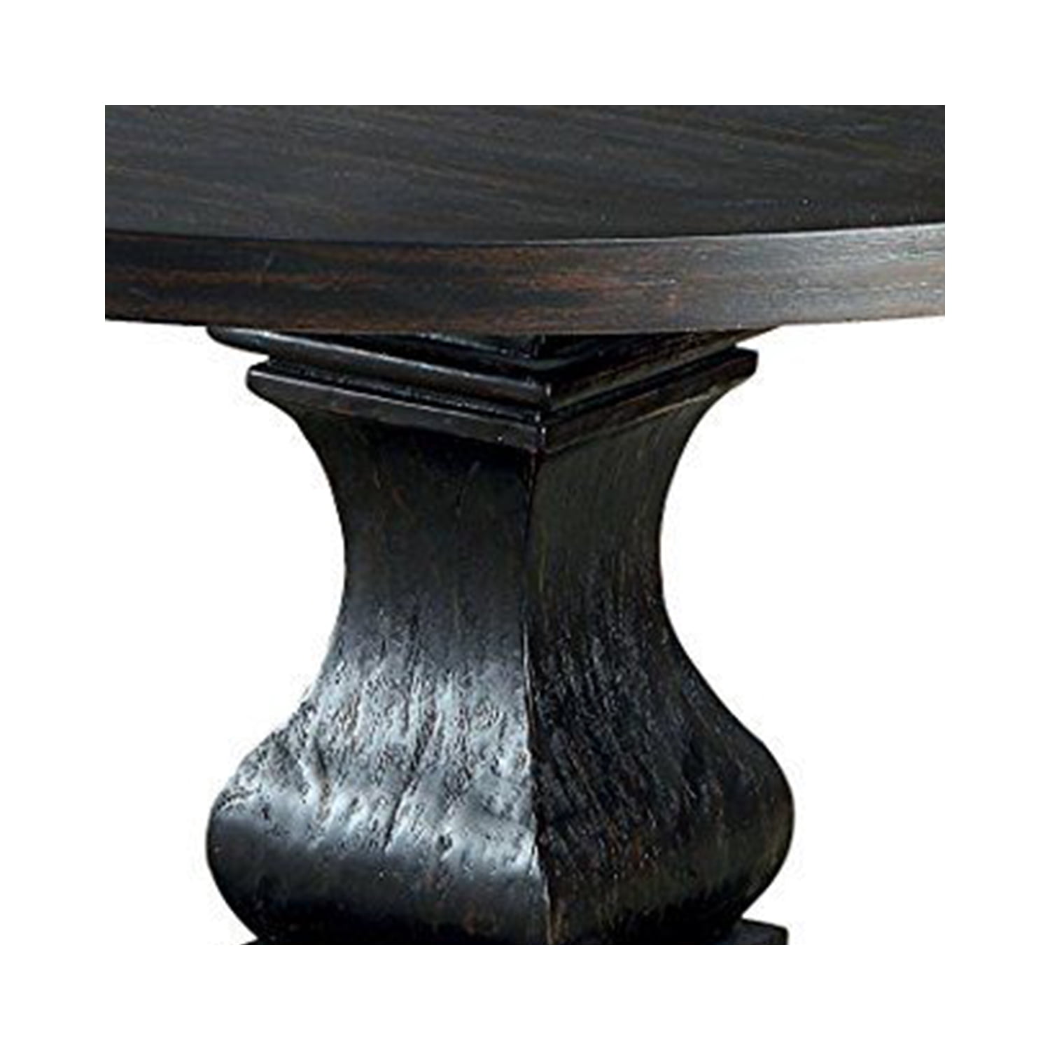 Benjara 48" Traditional Solid Wood Dining Table with Round Top in Black