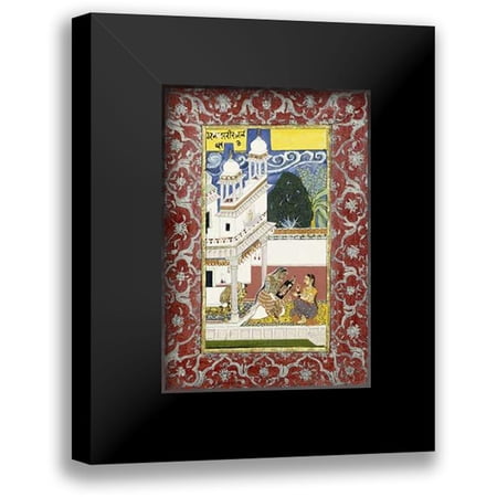 Bundi 11x14 Black Modern Framed Museum Art Print Titled - Dhanasri Ragini