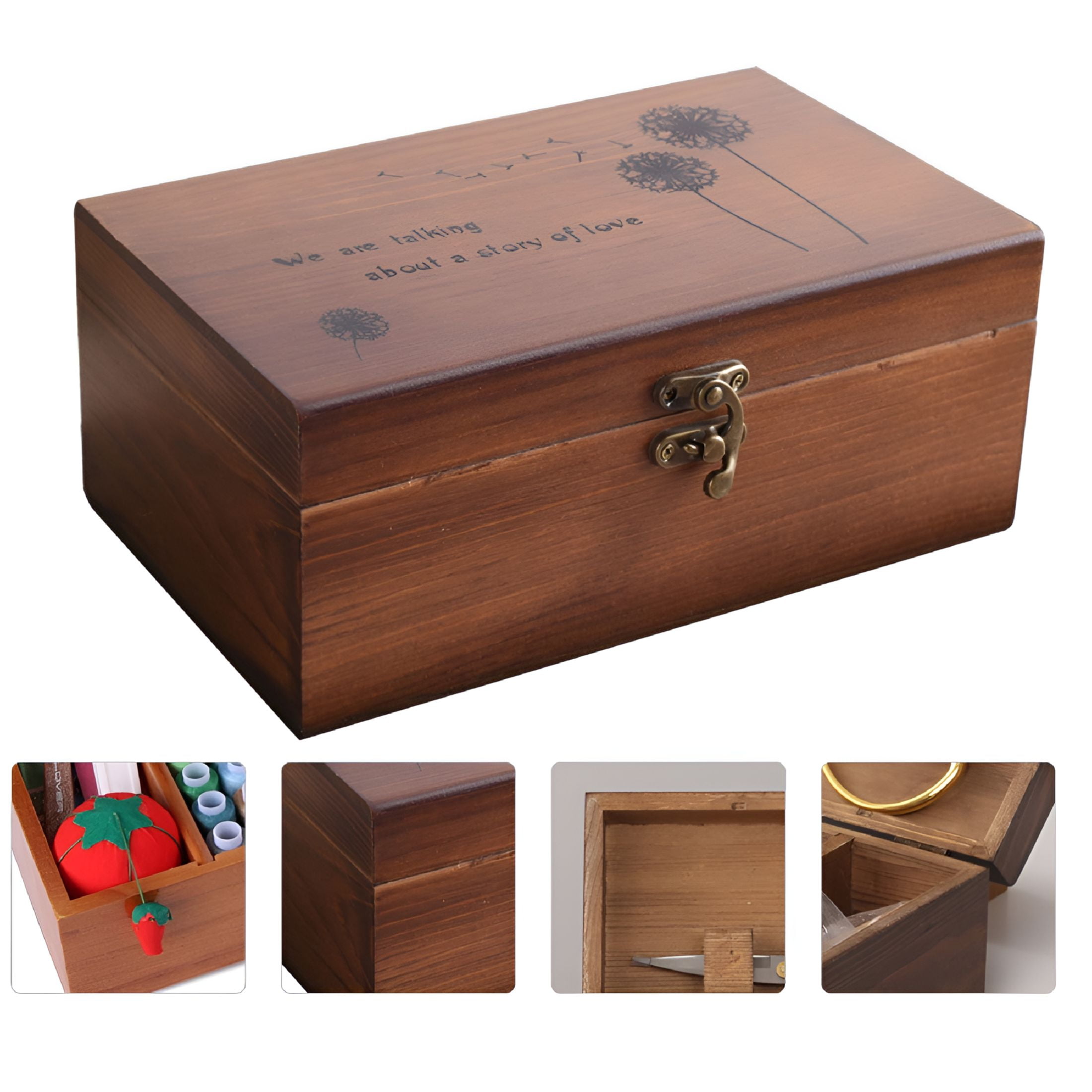 XIBUFE 2026 New Household Storage Container Sundries Storage Box Wooden Needlework Box, for Organizing Home Supplies, Sewing Kits, Craft Materials, Office Stationery, Small Tools.