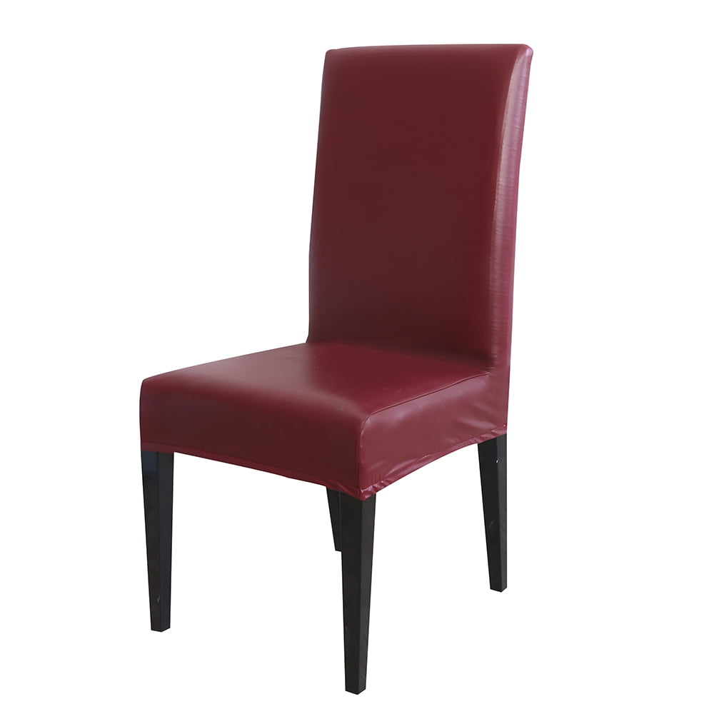 Waterproof PU Leather Dining Chair Seat Covers Stretch Slipcover Wedding Banquet 