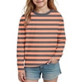 thumbnail image 5 of Gytharion Long Sleeve Shirts for Girls Crew Neck Stripes Tops Fashion Casual Toddler Tops,3Y-14Y, 5 of 5