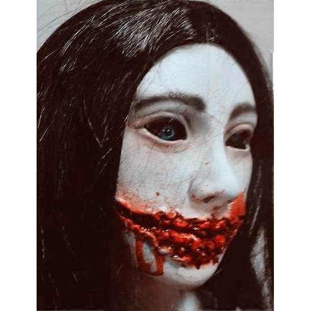 Creepy Halloween Masks With Hair Horror Latex Female Ghost Masks for Halloween Masquerade Theme Party Cosplay Horror Challenge Games