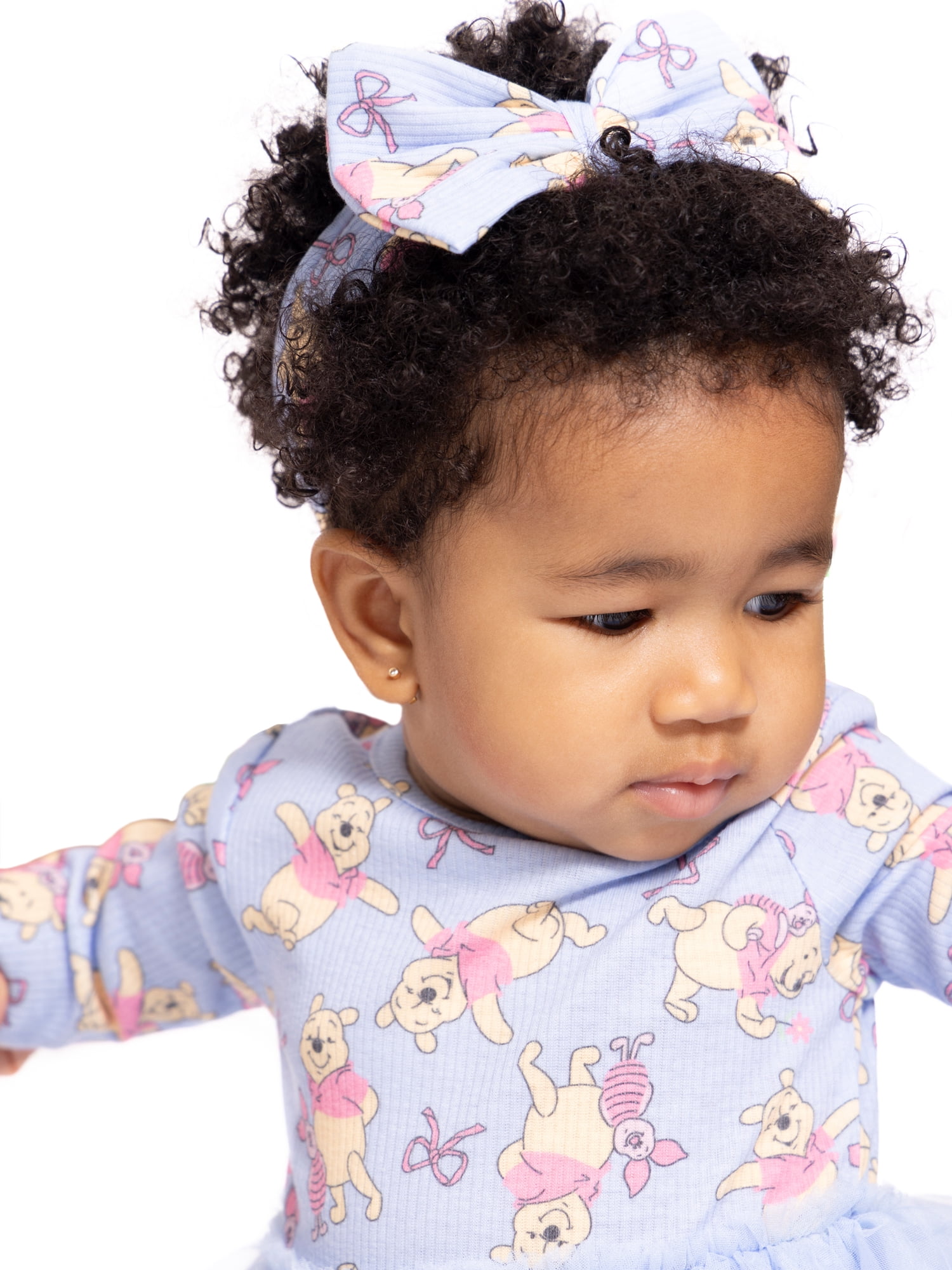 Winnie the Pooh Baby Girls Print Tutu Dress Bodysuit and Matching Headband, 2 Piece, Sizes Newborn-24M