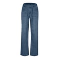 thumbnail image 4 of High Waisted Jeans for Women, Audhol Women High Waisted Jeans Loose Trendy Stretchy Straight Leg Plus Size Distressed Denim Pants with Pockets Baggy Jeans for Women Dark Blue M, 4 of 6