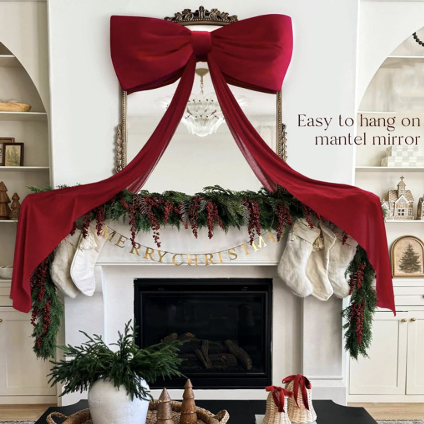 Dserfhy Giant Bow Decoration 20 x 70 Inch Big Velvet Bow for Room Backdrop Wall Decor Extra Large Ribbon Tie for Birthday Baby Shower Wedding Christmas Party Supplies