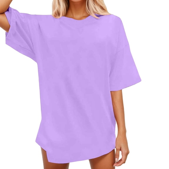 VNKIDY Women's T-Shirt Solid Color Oversized Tees Half Sleeve Crewneck Soft Lightweight Casual Loose Fit Top For Daily Outdoor Wear Stylish Top
