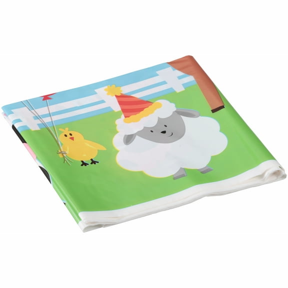 54" x 84" Barnyard Plastic Table Cover 1 count