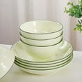thumbnail image 6 of GSHLGAO 8-Piece Modern Porcelain Dinnerware Set, Green Plates and Bowls, 6 of 8