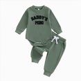 thumbnail image 5 of TOWED22 Newborn Baby Boy Fall Outfit Romper Long Sleeve Letter Printed Jumpsuit Bodysuit Elastic Waist Pants Infant Waffle Clothes,Green,3-6 M, 5 of 5