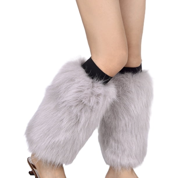 Milue Women Sexy Furry Leg Warmers Winter Warm Solid Color Fuzzy