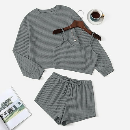 

Soighxzc Comfy Pajamas 2 Piece Base Home Clothes Suspenders Shorts Suit Summer Women s Pajama Suit