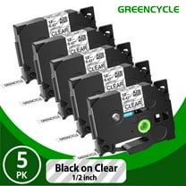 GREENCYCLE 5PK Compatible for Brother P-touch TZe-131 TZe131 TZ-131 TZ131 0.47'' 12mm Black on Clear Label Maker Tape