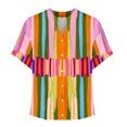 thumbnail image 4 of Zwiiyzr Women's T-Shirt V-Neck Short Sleeve Print Floral Summer Button Loose Blouse C-Multicolor (2XL), 4 of 5