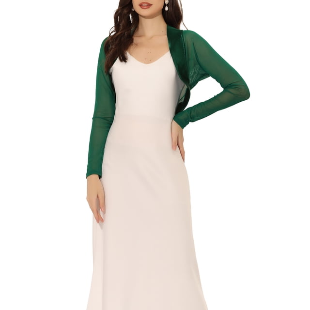 INSPIRE CHIC Boléros Élégants pour Femmes, Gilet Court Uni à devant Ouvert, Vert Foncé, TP