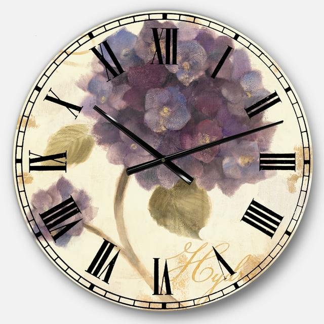 Designart 'Abundant Hydrangea Flower Ii Farmhouse Wall Clock