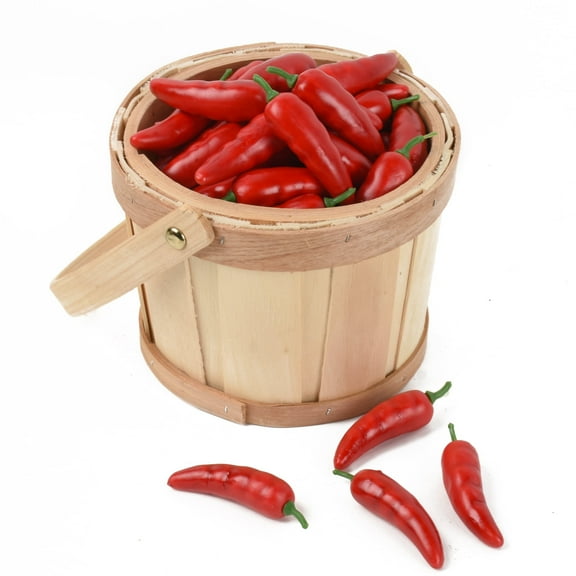 HUIANER 60Pcs Fake Vegetable Pepper Mini Peppers Safe Material Home Decoration Photography Prop（Red）