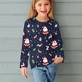 thumbnail image 2 of Odeerbi Toddler Girls Fall Winter Basic Layering T-Shirt Christmas Basic Tees 3-14 Years Kids Christmas Print Pullover Long Sleeve Top Base Layer Shirt Toddler Clothes Navy, 2 of 6