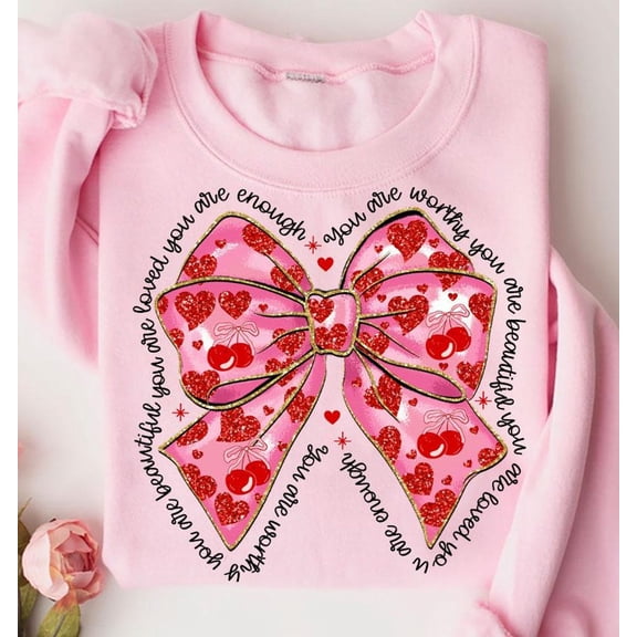 Pink valentine coquette heart, you are loved, Glitter Valentine, brushstroke valentine, Valentine, Valentine coquette TSHIRT All Size S-5XL