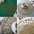 thumbnail image 3 of 4 Pack Metallic Vinyl Round Placemats Laminated Plastic Morden Dining Table Decoration, 3 of 7