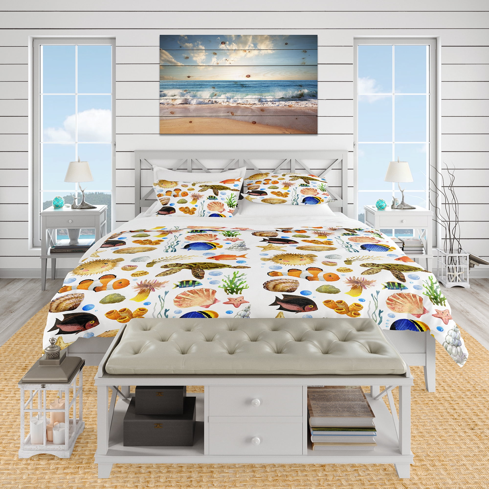 Designart 'Decoration Marine Theme' Nautical & Coastal Duvet Cover Set