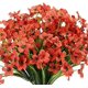 thumbnail image 1 of Nvzi 12 ramos de flores artificiales para exteriores, flores artificiales anti-UV que no se decoloran, plantas artificiales para decoración de marcos de ventanas de porches y jardines (rojo atardecer), 1 of 4