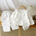 thumbnail image 3 of Ulanda Toddler Baby Girl Cotton Linen Button-up Pajamas Bear Print Long Sleeve Kid Sleepwear PJs Set (Light Blue, 6-12 Months), 3 of 4