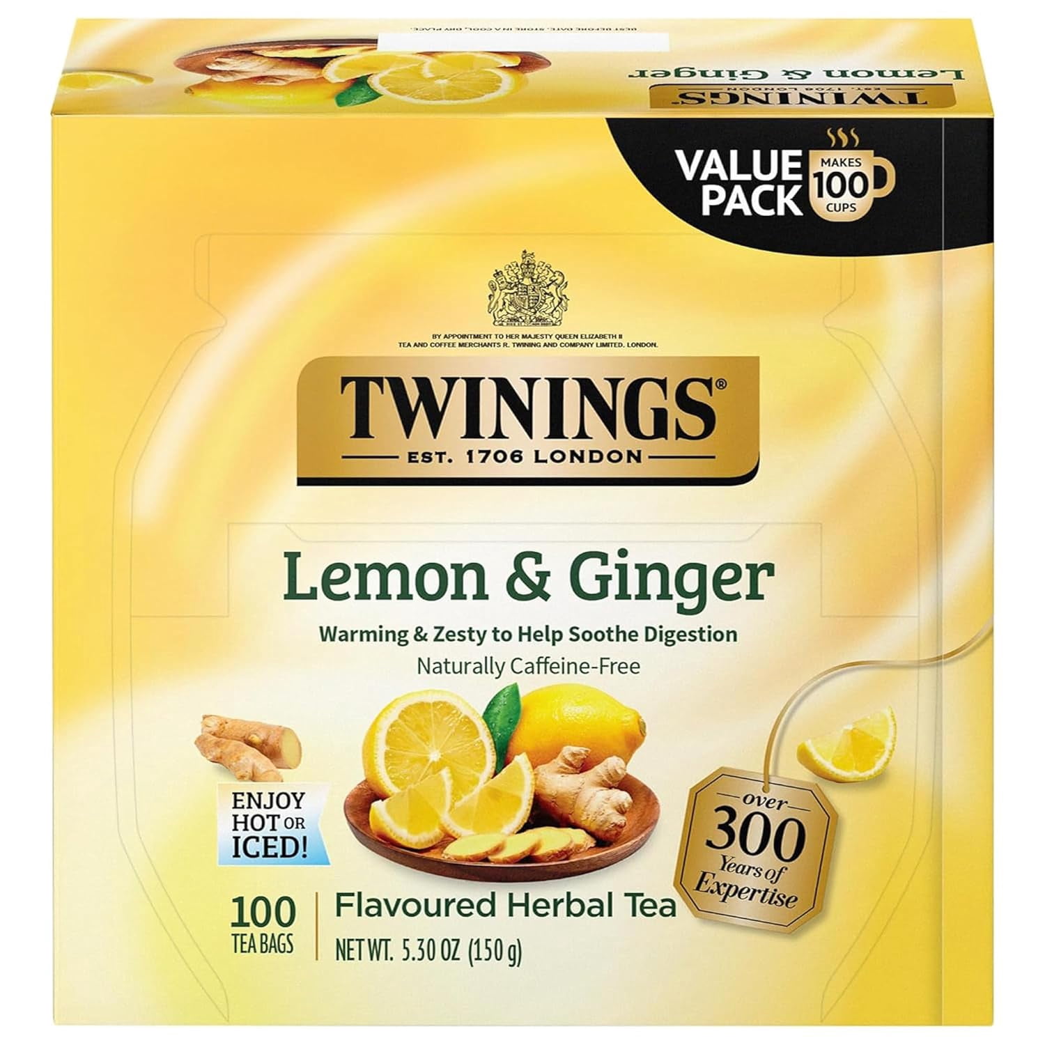 Twinings Lemon & Ginger GP27 Herbal Tea, 100 - Walmart.com
