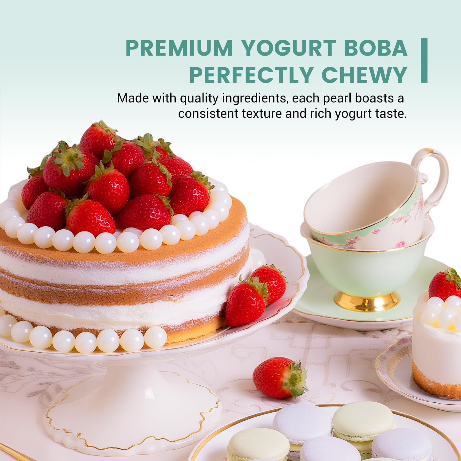 Soeos Yogurt Flavored Popping Boba, 6.6 lbs, Juicy, Chewy Fruit Balls for Boba Tea, Cocktails, Ice Cream, and Smoothies