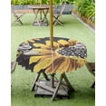 thumbnail image 4 of nqOlkjepod Sunflower Bee Outdoor Tablecloth with Umbrella Hole & Zipper, Black Yellow Farm Flower Spring Summer Round Table Cover 54 Inch, Dining Waterproof Table Cloth Protector for Patio/Party, 4 of 7