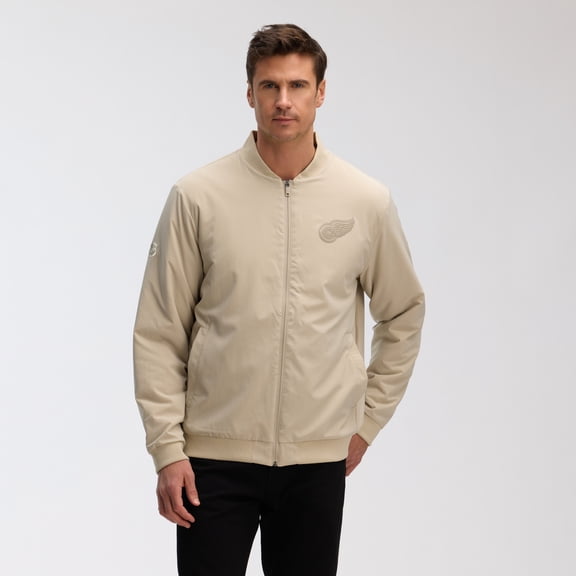 Men's Fanatics Tan Detroit Red Wings Authentic Pro Road Lightweight Full-Zip Bomber Jacket