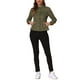 thumbnail image 2 of Chaquetas de mezclilla para mujer INSPIRE CHIC con cuello alzado, mangas largas, chaquetas de jean cortas, verde, talla S, 2 of 6