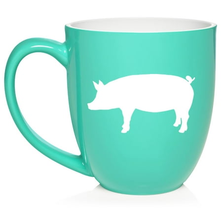 

Pig Ceramic Coffee Mug Tea Cup Gift for Her Him Friend Coworker Wife Husband (16oz Teal)