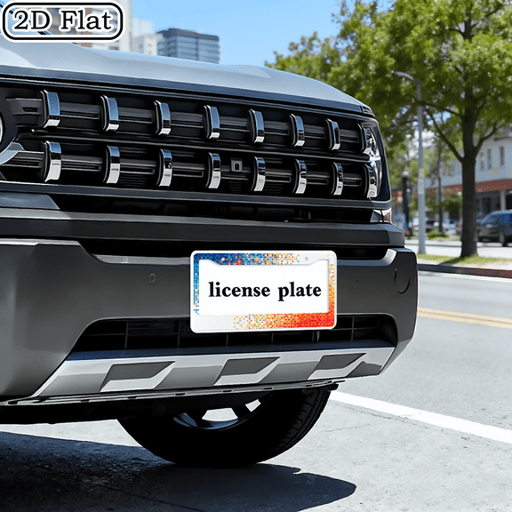 12X6 Inch Aluminum, Vehicle License Plate Trim Frame, Blue-Orange Transition Pixel Checkered Style, Car Decoration License Plate Frame, Rust-Proof And Weather-Resistant, Universal Model Adaptati