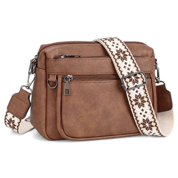 GOIACII Crossbody Bags for Women Vegan Leather Crossbody Handbag, Medium Shoulder bag with Wide Adjustable Strap